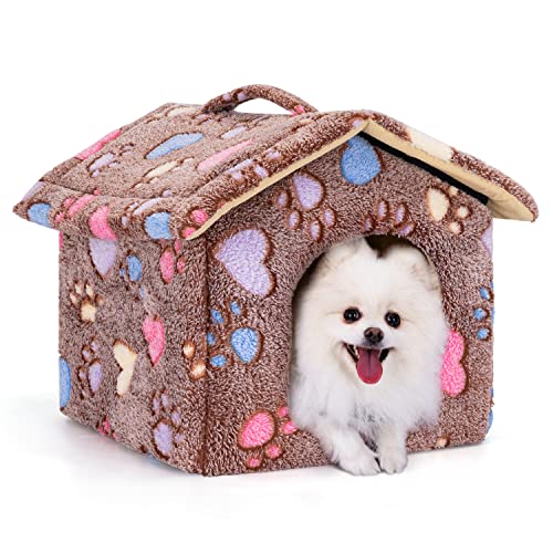 Nobleza Hundehütte für Hunde Katzen, Winterfest Hundehaus 48x45x39cm M, Tragbare Haustier Hundehöhle, Abnehmbar Katzenhaus, Waschbar Schlafplatz, Hundebett mit Abnehmbarem Matratze, Braun Nobleza Hundehütte für Hunde Katzen, Winterfest Hundehaus 48x45x39cm M, Tragbare Haustier Hundehöhle, Abnehmbar Katzenhaus, Waschbar Schlafplatz, Hundebett mit Abnehmbarem Matratze, Braun von Nobleza