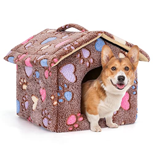 Nobleza Hundehütte für Hunde Katzen, Winterfest Hundehaus 53x50x43cm L, Tragbare Haustier Hundehöhle, Abnehmbar Katzenhaus, Waschbar Schlafplatz, Hundebett mit Abnehmbarem Matratze, Braun Nobleza Hundehütte für Hunde Katzen, Winterfest Hundehaus 53x50x43cm L, Tragbare Haustier Hundehöhle, Abnehmbar Katzenhaus, Waschbar Schlafplatz, Hundebett mit Abnehmbarem Matratze, Braun von Nobleza