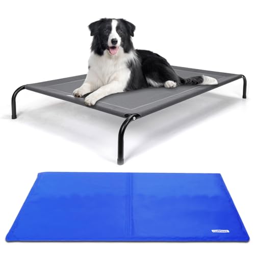 Nobleza Hundeliege mit Kühlmatte Selbstkühlend, Ungiftige Gelauflagen Kühlmatratze im Sommer, Erhöhtes Hundebett Waschbar und Robuster, 124x90x20CM Nobleza Hundeliege mit Kühlmatte Selbstkühlend, Ungiftige Gelauflagen Kühlmatratze im Sommer, Erhöhtes Hundebett Waschbar und Robuster, 124x90x20CM von Nobleza