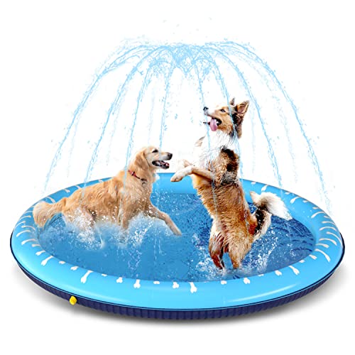 Nobleza Hundepool, D100cm/39in Planschbecken für Große & Kleine Hunde, 0.55mm Verdickt Anti-Rutsch Sprinkler Matte Hund Faltbarer Splash Pad für Sommer, Garten, DraußEn von Nobleza