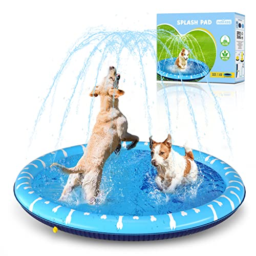 Nobleza Hundepool, D140cm/55in Planschbecken für Große & Kleine Hunde, 0.55mm Verdickt Anti-Rutsch Sprinkler Matte Hund Faltbarer Splash Pad für Sommer, Garten, DraußEn von Nobleza