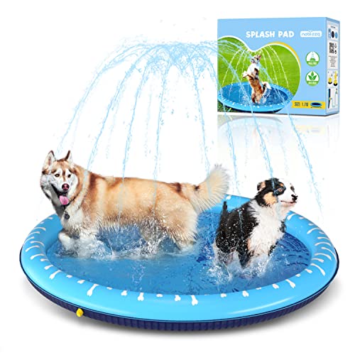 Nobleza Hundepool, D170 cm/67 in Planschbecken für Große & Kleine Hunde, 0.55mm Verdickt Anti-Rutsch Sprinkler Matte Hund Faltbarer Splash Pad für Sommer, Garten, DraußEn von Nobleza