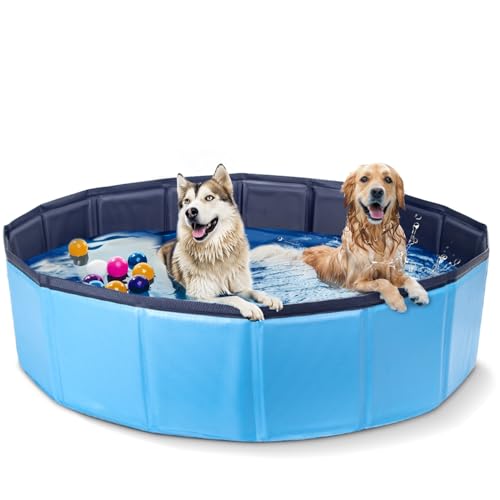 Nobleza Hundepool für Große & Kleine Hunde, Faltbarer Hunde Planschbecken, Stabile Hundebadewanne, Swimmingpool für Katzen, 180 * 30cm, XL, Blau Nobleza Hundepool für Große & Kleine Hunde, Faltbarer Hunde Planschbecken, Stabile Hundebadewanne, Swimmingpool für Katzen, 180 * 30cm, XL, Blau von Nobleza