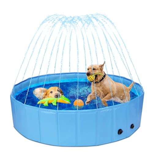 Nobleza Hundepool mit Sprinkler, Planschbecken für Große & Kleine Hunde, 2 in 1 Faltbarer und Tragbarer PVC Schwimmbecken für Hunde, rutschfeste Hundebadewanne für Den Somme, 120 * 30cm Nobleza Hundepool mit Sprinkler, Planschbecken für Große & Kleine Hunde, 2 in 1 Faltbarer und Tragbarer PVC Schwimmbecken für Hunde, rutschfeste Hundebadewanne für Den Somme, 120 * 30cm von Nobleza
