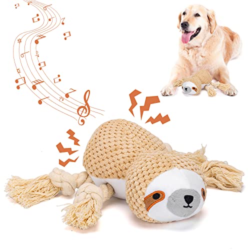 Nobleza Hundespielzeug, Plüschhundespielzeug, Quietschende Hundespielzeuge mit Knitterpapier, süßes Tauziehen Hundekauspielzeug für Welpen, kleine, mittlere, große Hunde, (Faultier) von Nobleza