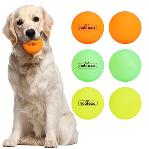 Nobleza Premium Hundeball, Vollgummi Hundespielzeug Ball,Kauspielzeug aus Naturkautschuk Hunde Ball,geeignet für alle Hunderassen, leuchtet im Dunkeln (D6cm), 6-teiliges Set von Nobleza