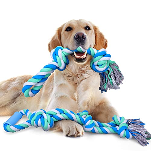 Nobleza - Hundespielzeug Seil für Starke große Hunde, interaktives Seil für Aggressive Kauen, 70cm+50cm, Zerrspielzeug Hund Robuste Kauspielzeug 5+2 Knoten Tau für mittlere und große Hunde von Nobleza