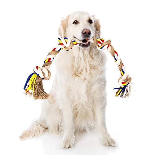 Nobleza - Hundespielzeugseil aus 100% Baumwolle, das der psychischen Gesundheit des Hundes zugute kommt ， Zahngesundheit und Zahnreinigung Arten von Hunden （Beige und Braun）- 68cm von Nobleza