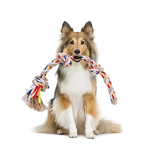 Nobleza - Hundespielzeugseil aus 100% Baumwolle, das der psychischen Gesundheit des Hundes zugute kommt ， Zahngesundheit und Zahnreinigung Arten von Hunden （Beige und Braun） von Nobleza