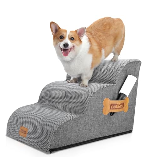 Nobleza Hundetreppe, Hundetreppe für Kleine Hunde 40cm, Hunderampe für Couch aus Hochdichtem Schwamm, Haustiertreppe für Hunde mit Fusselrolle für Sofa Bett Auto, 57x40x40cm, 3 Stufen Nobleza Hundetreppe, Hundetreppe für Kleine Hunde 40cm, Hunderampe für Couch aus Hochdichtem Schwamm, Haustiertreppe für Hunde mit Fusselrolle für Sofa Bett Auto, 57x40x40cm, 3 Stufen von Nobleza