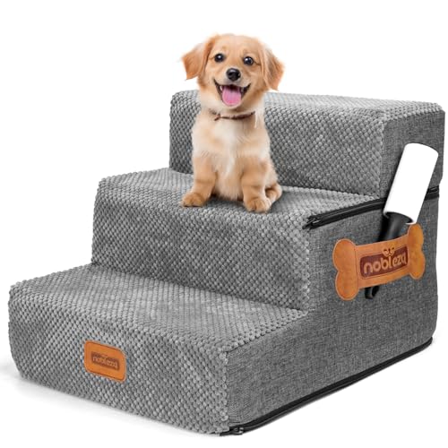 Nobleza Hundetreppe für Kleine Hunde, Hunderampe und Haustiertreppe mit Fusselrolle, 3 Stufen Katzentreppe und Hundetreppe für Bett Sofa Nobleza Hundetreppe für Kleine Hunde, Hunderampe und Haustiertreppe mit Fusselrolle, 3 Stufen Katzentreppe und Hundetreppe für Bett Sofa von Nobleza
