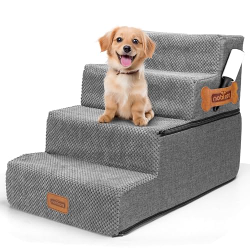 Nobleza Hundetreppe für Kleine Hunde, Hunderampe und Haustiertreppe mit Fusselrolle, 4 Stufen Katzentreppe und Hundetreppe für Bett Sofa Nobleza Hundetreppe für Kleine Hunde, Hunderampe und Haustiertreppe mit Fusselrolle, 4 Stufen Katzentreppe und Hundetreppe für Bett Sofa von Nobleza