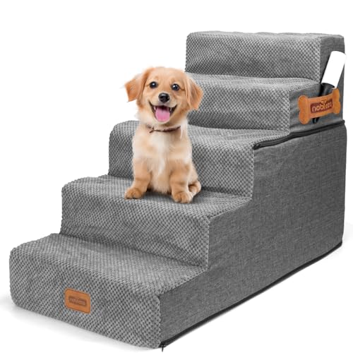 Nobleza Hundetreppe für Kleine Hunde, Hunderampe und Haustiertreppe mit Fusselrolle, 5 Stufen Katzentreppe und Hundetreppe für Bett Sofa Nobleza Hundetreppe für Kleine Hunde, Hunderampe und Haustiertreppe mit Fusselrolle, 5 Stufen Katzentreppe und Hundetreppe für Bett Sofa von Nobleza
