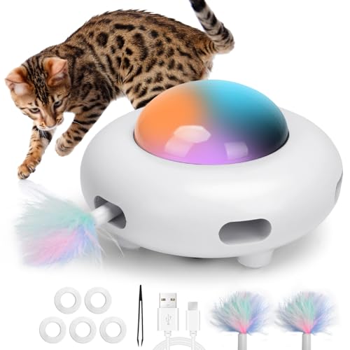 Nobleza - Interaktives Spielzeug mit Federn für Katzen, 3 Spielmodi für Katzen und Kätzchen, Intelligentes Katzenspielzeug in Beweglich mit Reinigungsfunktion und USB Wiederaufladbar von Nobleza