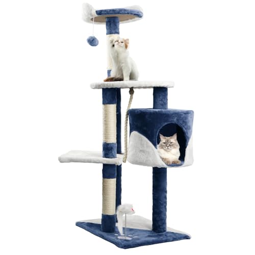 Nobleza Katzen Kratzbaum, Höhe 118.5 cm, Katzenbaum, 3 Plattformen, 1 Höhle, 1 Pompon, 1 Plüschtier, Blau Nobleza Katzen Kratzbaum, Höhe 118.5 cm, Katzenbaum, 3 Plattformen, 1 Höhle, 1 Pompon, 1 Plüschtier, Blau von Nobleza