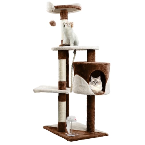 Nobleza Katzen Kratzbaum, Höhe 118.5 cm, Katzenbaum, 3 Plattformen, 1 Höhle, 1 Pompon, 1 Plüschtier, Braun Nobleza Katzen Kratzbaum, Höhe 118.5 cm, Katzenbaum, 3 Plattformen, 1 Höhle, 1 Pompon, 1 Plüschtier, Braun von Nobleza