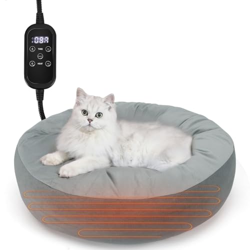 Nobleza - Katzenbett Einstellbare Temperatur, Donut Wärmematte mit Anti-Bite-Schlauchwickel Kabel, Waschbar, 50 cm Durchmesser, Grau Nobleza - Katzenbett Einstellbare Temperatur, Donut Wärmematte mit Anti-Bite-Schlauchwickel Kabel, Waschbar, 50 cm Durchmesser, Grau von Nobleza