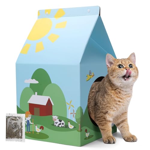 Nobleza Katzenhaus Pappe mit Kratzbretter Katze & Katzenminze, Einfach zu Montierendes Katzen Kratzmöbel für Verschiedene Wohnkultur, Kratzbrett Katzenhöhle für Indoor-Katzen&Kleine Tiere Nobleza Katzenhaus Pappe mit Kratzbretter Katze & Katzenminze, Einfach zu Montierendes Katzen Kratzmöbel für Verschiedene Wohnkultur, Kratzbrett Katzenhöhle für Indoor-Katzen&Kleine Tiere von Nobleza