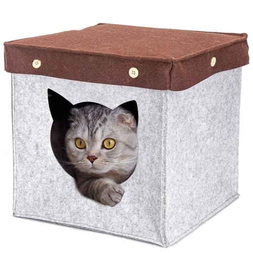 Nobleza Katzenhaus Quadratisch aus Filz - Komfortables Katzenzelt, Farbe:Grau, Größe:OneSize Nobleza Katzenhaus Quadratisch aus Filz - Komfortables Katzenzelt, Farbe:Grau, Größe:OneSize von Nobleza
