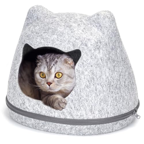 Nobleza Katzenhaus mit Katzenohren aus Filz - Gemütliche Höhle für Katzen, Farbe:Grau, Größe:OneSize Nobleza Katzenhaus mit Katzenohren aus Filz - Gemütliche Höhle für Katzen, Farbe:Grau, Größe:OneSize von Nobleza