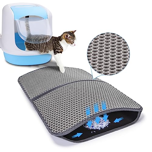 Nobleza Katzenklo Matte, Katzenstreu Matte Katzenklo, Unterleger Waben Design, rutschfeste Katzenstreu Matte für Katzentoiletten, Grau, 60 * 43cm von Nobleza