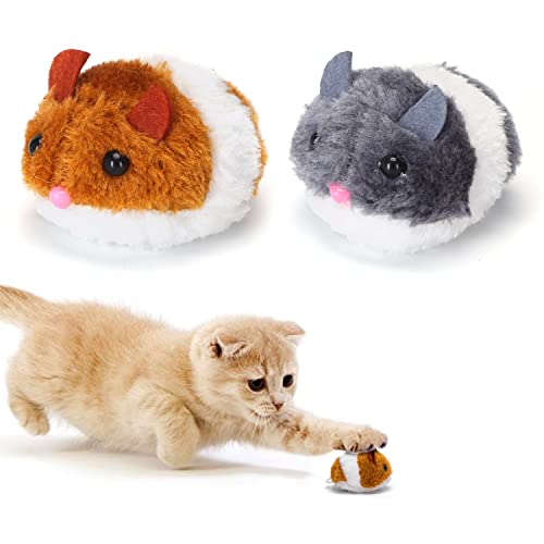 Nobleza-Katzenspielzeug, Zugschnur-Maus, vibrierend, beweglich, interaktives Spielzeug,Vibrierende Maus, realistisches bewegliches Mausspielzeug,Braun und Grau von Nobleza