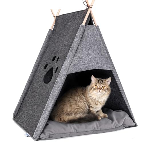 Nobleza Katzenzelt Grau aus Filz mit Soft-Kissen - Kuscheliges Rückzugsparadies, Farbe:Grau, Größe:OneSize Nobleza Katzenzelt Grau aus Filz mit Soft-Kissen - Kuscheliges Rückzugsparadies, Farbe:Grau, Größe:OneSize von Nobleza