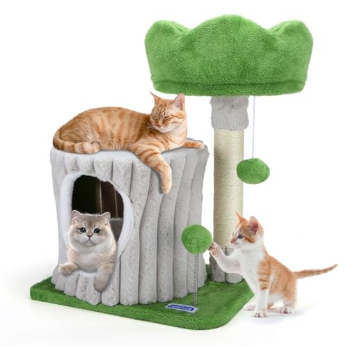 Nobleza Katzenbaum Kratzbaum, Stabiler Katzenkratzbaum Kletterbaum mit Aussichtsplattform und Katzenhöhle, Katzenbaum für Indoor-Aktivität, 40x30x55 cm von Nobleza