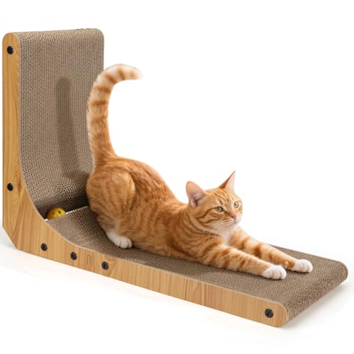 Nobleza Kratzbrett für Katzen, Kratzbaum in L-Form mit integriertem Ballspielzeug, Kratzmöbel für Wände & Ecken, Schützt Möbel vor Kratzschäden Nobleza Kratzbrett für Katzen, Kratzbaum in L-Form mit integriertem Ballspielzeug, Kratzmöbel für Wände & Ecken, Schützt Möbel vor Kratzschäden von Nobleza