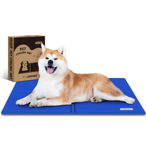 Nobleza Kühlmatte Hunde Extra Groß, 120 * 80cm, Kühldecke Selbstkühlend Ungiftige Gelauflagen, Kühlmatratze im Sommer, Blau, XXL von Nobleza