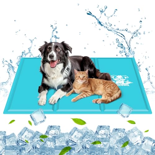 Nobleza Kühlmatte für Hunde, 110x70cm Kühldecke Hund Selbstkühlend Ungiftige mit Gelauflagen Welpe Katzen Haustiere Kühlmatratze für Sommer, Hellblau, XL von Nobleza