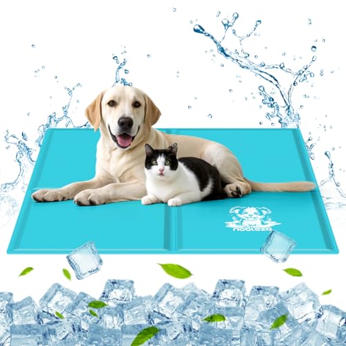 Nobleza Kühlmatte für Hunde, 120x80cm Kühldecke Hund Selbstkühlend Ungiftige mit Gelauflagen Welpe Katzen Haustiere Kühlmatratze für Sommer, Hellblau, XXL von Nobleza