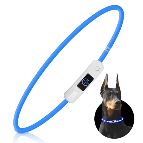 Nobleza - LED Hundehalsband Leuchtend, USB Wiederaufladbar Wasserdicht Leuchthalsband Hund, Längenverstellbarer Haustier Sicherheit Kragen für Hunde und Katzen - 3 Modus (Blau) von Nobleza