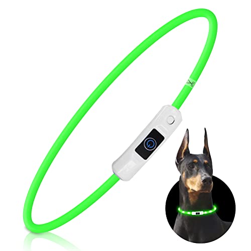 Nobleza - LED Hundehalsband Leuchtend, USB Wiederaufladbar Wasserdicht Leuchthalsband Hund, Längenverstellbarer Haustier Sicherheit Kragen für Hunde und Katzen - 3 Modus (Grün) von Nobleza