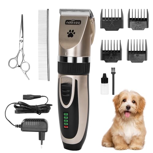 Nobleza Leise Hundeschermaschine, wiederaufladbare Profi Schermaschine Hund Set, für Dickes, Langes und Lockiges Tierhaare, 2 einstellbare Geschwindigkeiten, Geschenkschere und Kamm Nobleza Leise Hundeschermaschine, wiederaufladbare Profi Schermaschine Hund Set, für Dickes, Langes und Lockiges Tierhaare, 2 einstellbare Geschwindigkeiten, Geschenkschere und Kamm von Nobleza