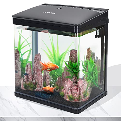 Nobleza - Nano-Fischtank-Aquarium mit LED-Leuchten & Filtersystem, tropischeAquarien, 14 Liter, Schwarz von Nobleza