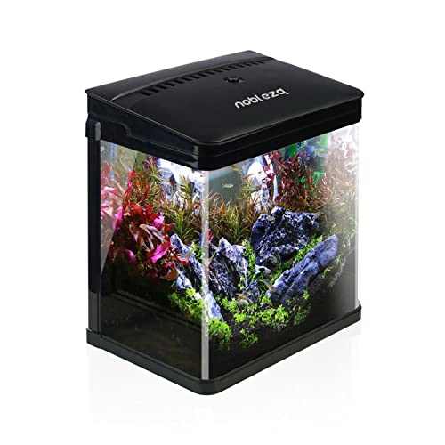 Nobleza - Nano-Fischtank-Aquarium mit LED-Leuchten & Filtersystem, tropischeAquarien, 7 Liter, Schwarz von Nobleza