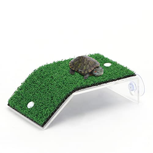 Nobleza - Schildkröte Basking Plattform, Realistischer Grüner Rasen Kletterleiter für Kleine Reptil, L8*W14CM von Nobleza