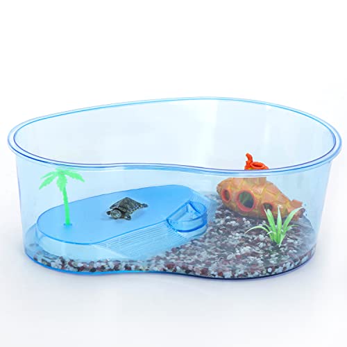 Nobleza - Schildkröten-Aquarium mit Palme, Kunststoff-Terrarium, L39.5*W27*H14.5CM von Nobleza