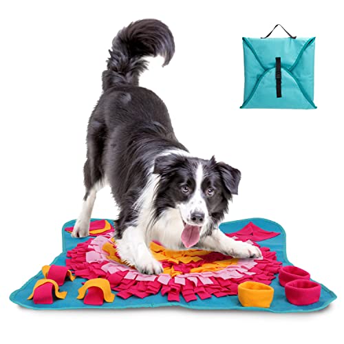 Nobleza Schnüffelteppich Hund Intelligenzspielzeug, Waschbar Faltbar, rutschfest Intelligenz Hundespielzeug Schnüffelspielzeug Fördert Die Natürlichen Futtersuchfähigkeiten, 70 * 70cm (Blau) von Nobleza