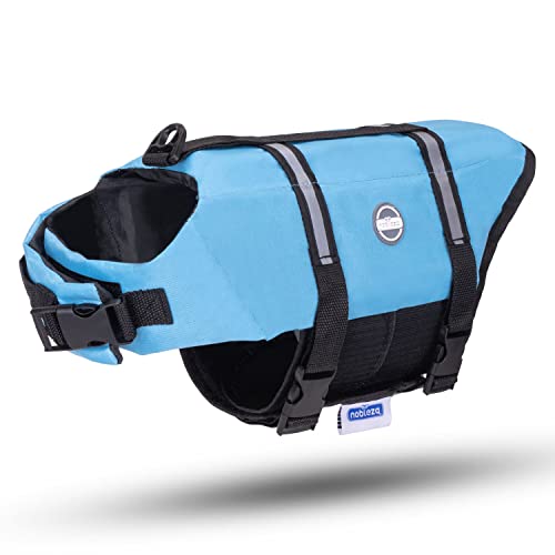 Nobleza - Schwimmweste Hund, Einstellbare Hunde Schwimmweste mit Rettungsgriff und Reflektierend, Hundeschwimmweste Mittlere Hunde mit Guter Auftrieb, zum Schwimmen, Bootfahren und Kanufahren, Blau(M) von Nobleza