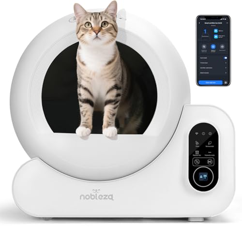 Nobleza - Selbstreinigende Katzentoilette, 70L Katzenklo Selbstreinigend, Triple Geruchsbeseitigung, APP-Steuerung, Mehrfacher Sicherheitsschutz, Geeignet für mehrere Katzen mit 2 Rollen Müllbeutel Nobleza - Selbstreinigende Katzentoilette, 70L Katzenklo Selbstreinigend, Triple Geruchsbeseitigung, APP-Steuerung, Mehrfacher Sicherheitsschutz, Geeignet für mehrere Katzen mit 2 Rollen Müllbeutel von Nobleza