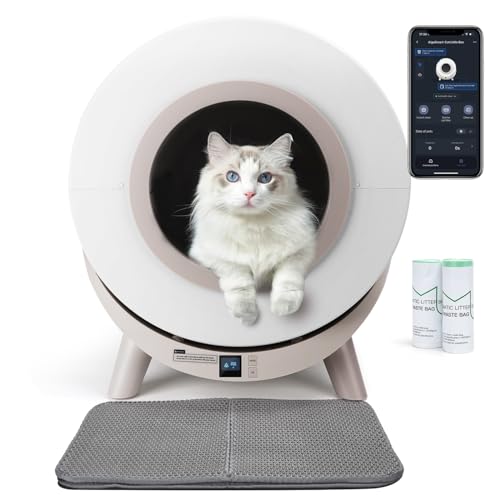 Nobleza Selbstreinigende Katzentoilette, Katzentoilette Katzenklo Geschlossen XXL Elektrisches Katzenklo mit Sieb 80L App-Steuerung, für Mehrere Katzen mit Zwei Rollen Müllbeutel und Katzenstreumatte von Nobleza
