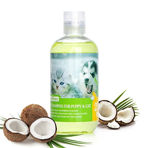 Nobleza Shampoo für Hunde Katzen mild 250ml, Welpenshampoo sensitiv und bio mit Kokosduft, Welpen Shampoo natürlich für empfindliche Hunde und kleine hunde, Hautfreundlich, Pflegend und leicht kämmbar von Nobleza