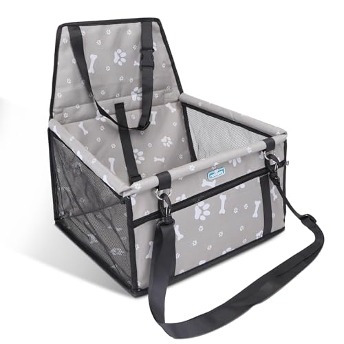 Nobleza - Stabiler Auto Hundesitz für Kleine bis Mittlere Hunde, Wasserfestes Material, Faltbar für Rückbank, Grau (40 x 34 x 25cm) von Nobleza