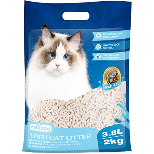 Nobleza Tofu Katzenstreu biologisch abbaubare – 3.8 Liter Katzen Streu klumpend, staubfreie und geruchlose von Nobleza