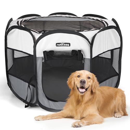 Nobleza - Welpenlaufstall Tierlaufstall Faltbar für Hunde, Oxford Wasserdichter Laufstall Tierlaufstall für Hunde Hasen Meerschweinchen Katzen für innern Oder Außen, 125x125x58cm von Nobleza