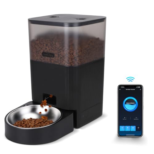 Nobleza - WiFi Automatischer Futterautomat für Katze & Hund, 4.2L Pet Feeder mit Timer, 10S Sprachaufnahme, 1-10 Mahlzeiten, Edelstahl Napf & Trockenmittelbeutel, Schwarz von Nobleza