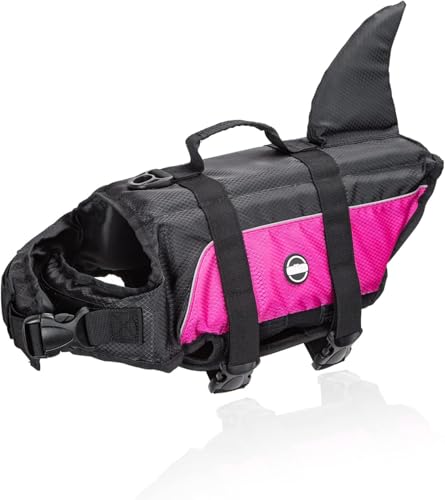 nobleza - Hunde Schwimmweste mit Haiflosse - Schwimmhilfe für Hunde, Farbe:Schwarz, Größe:M von Nobleza