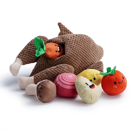 Nocciola Quietschendes Hundespielzeug, Interaktives Hundespielzeug für Langeweile, Haustier-Kauspielzeug für Mittelgroße und Kleine Hunde, Kuscheltier für Welpen, Gebratenes Hähnchen von Nocciola